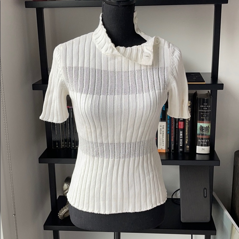 Iceberg White and Gray Cowl Neck Sweater